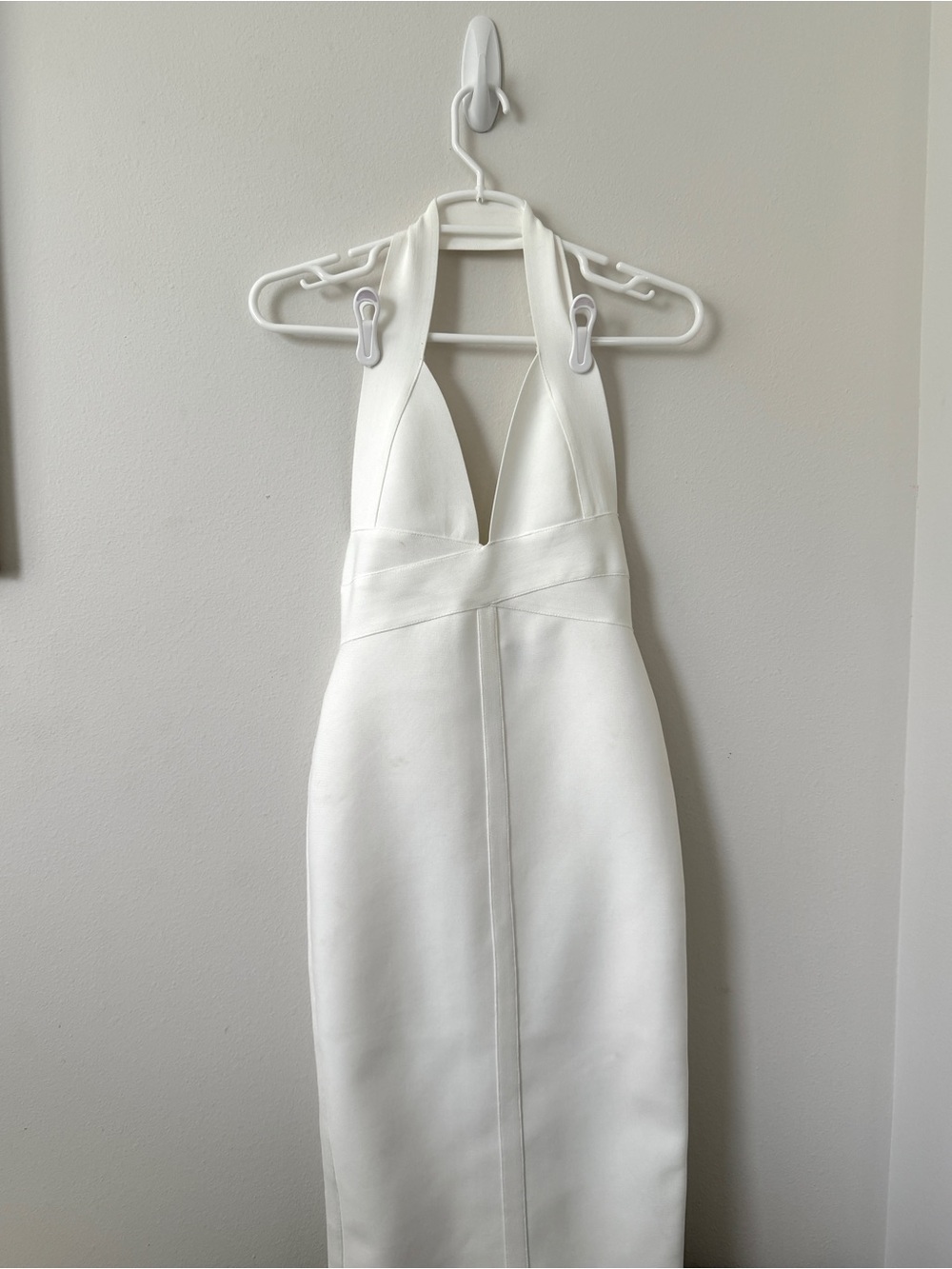 Hot Miami Styles ivory bandage midi Dress
